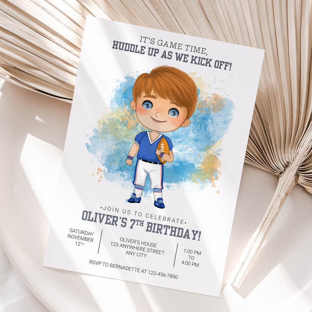 Personalized American Football Birthday Invitation – Digital JPG File for Any Age (Version 2)