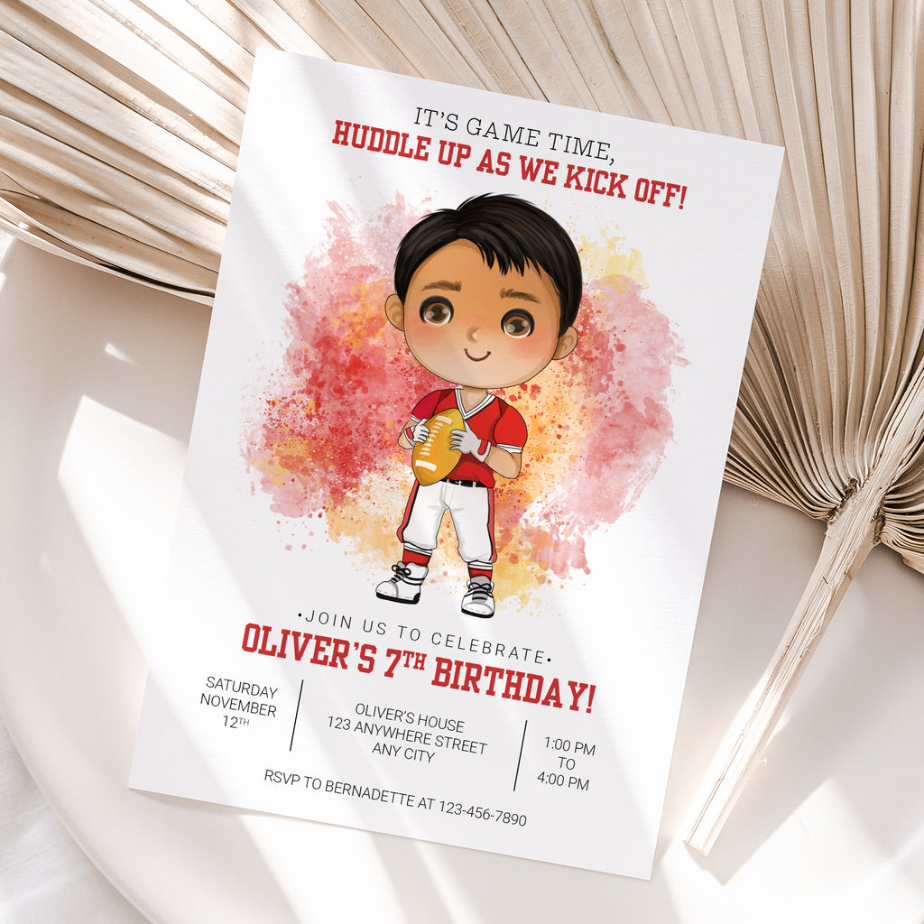 Personalized American Football Birthday Invitation – Digital JPG File for Any Age (Version 4)