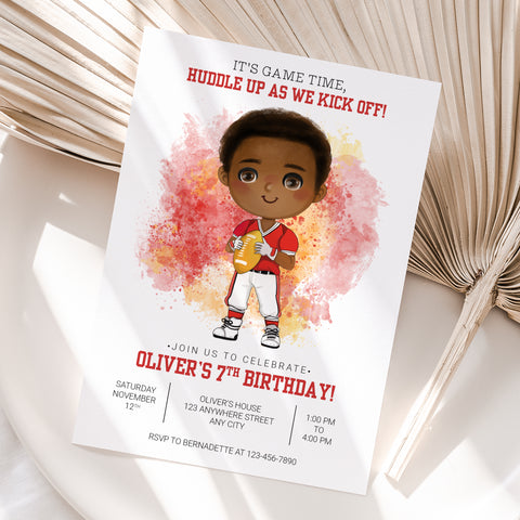 Personalized American Football Birthday Invitation – Digital JPG File for Any Age (Version 5)