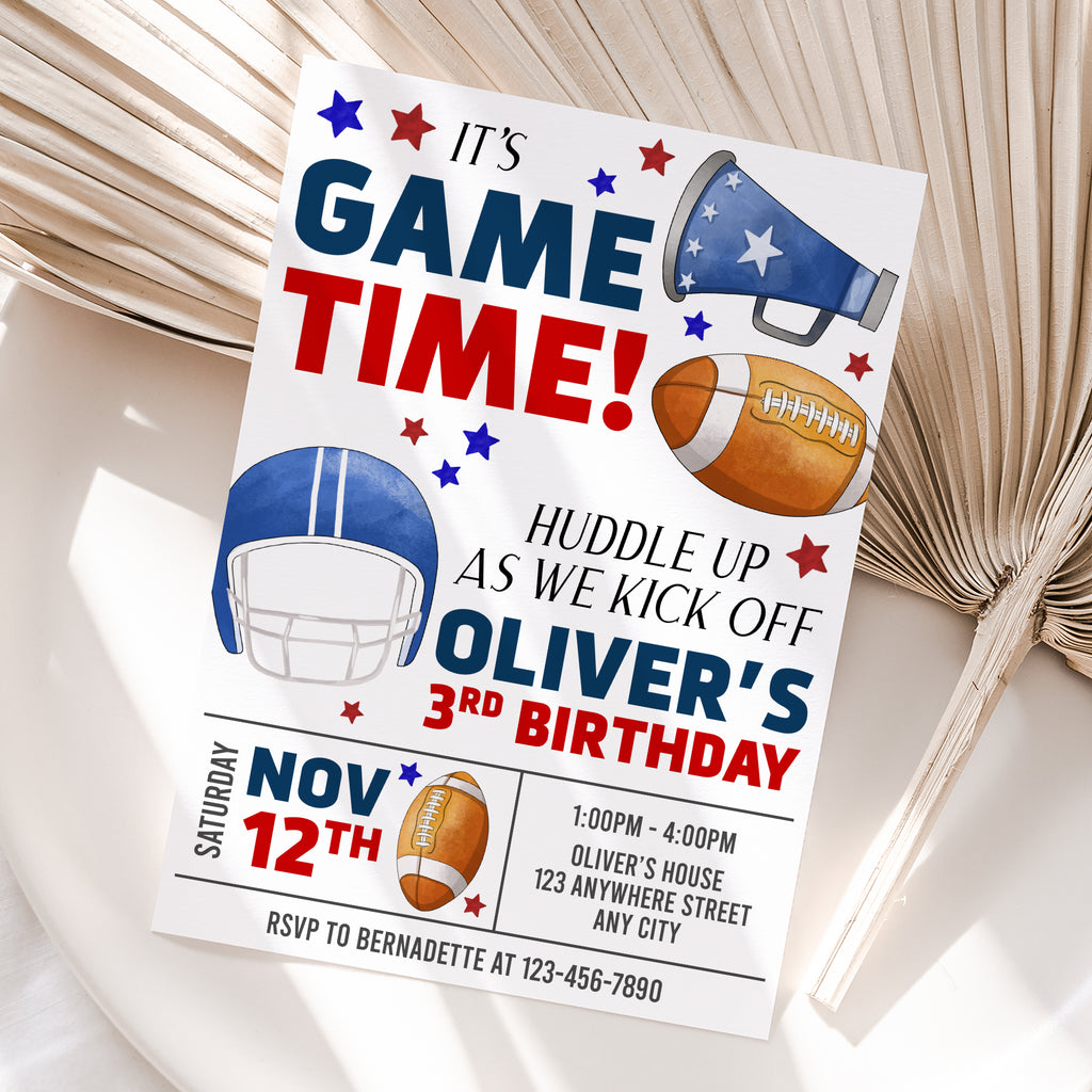 Personalized American Football Birthday Invitation – Digital JPG File for Any Age (Version 6)