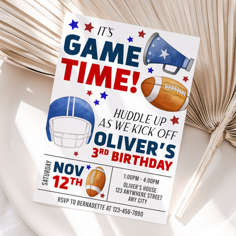 Personalized American Football Birthday Invitation – Digital JPG File for Any Age (Version 6)