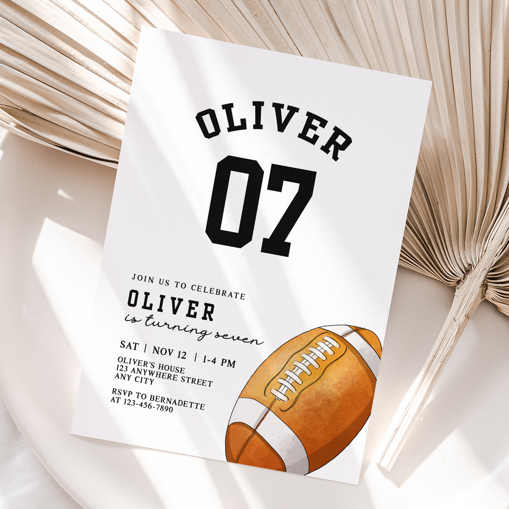 Personalized American Football Birthday Invitation – Digital JPG File for Any Age (Version 7)
