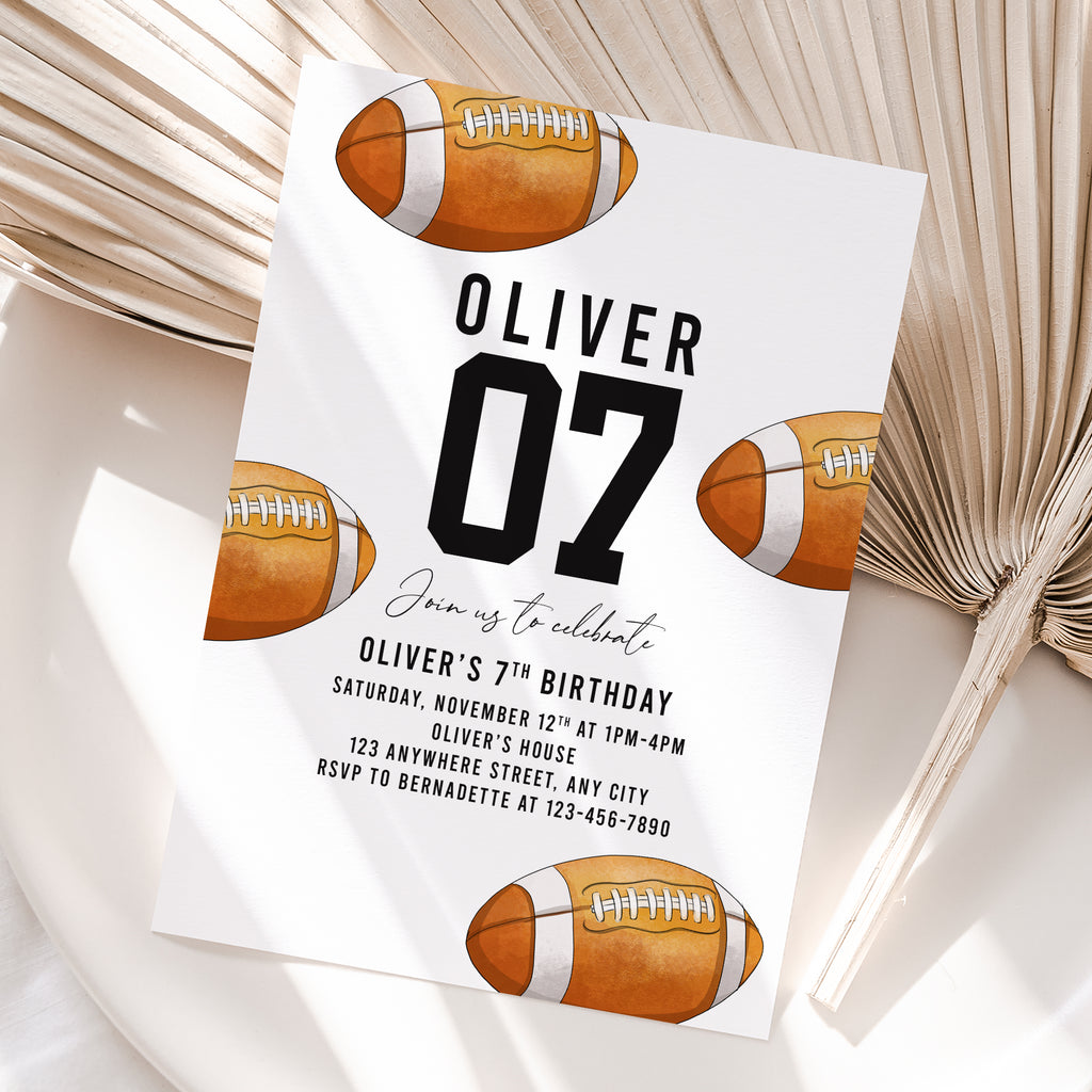 Personalized American Football Birthday Invitation – Digital JPG File for Any Age