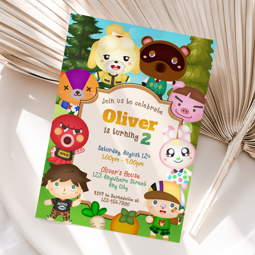 Animal Crossing Birthday Invitation – Personalized Digital Printable Party Invite