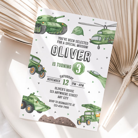 Personalized Army Birthday Invitation – Digital JPG File for Any Age