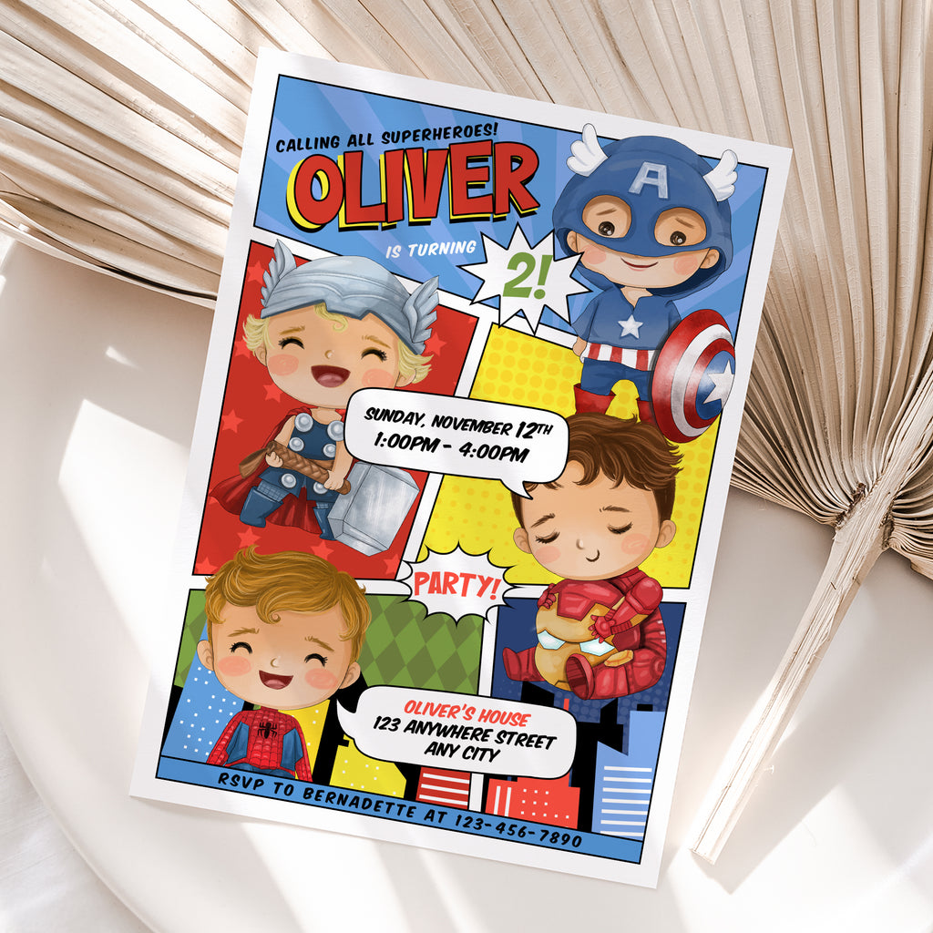 Personalized Avengers Birthday Invitation – Digital JPG File for Any Age (Version 3)