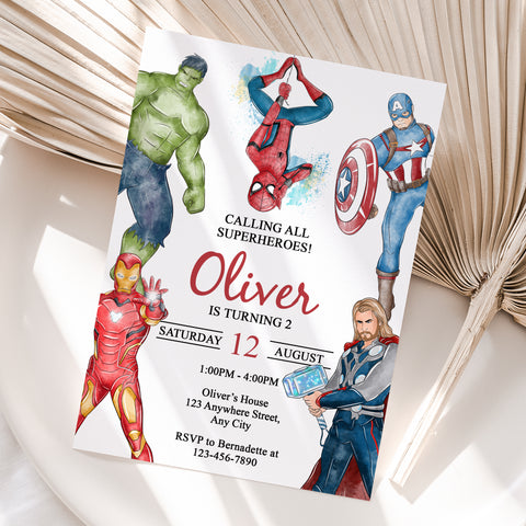 Personalized Avengers Birthday Invitation – Digital JPG File for Any Age (Version 4)