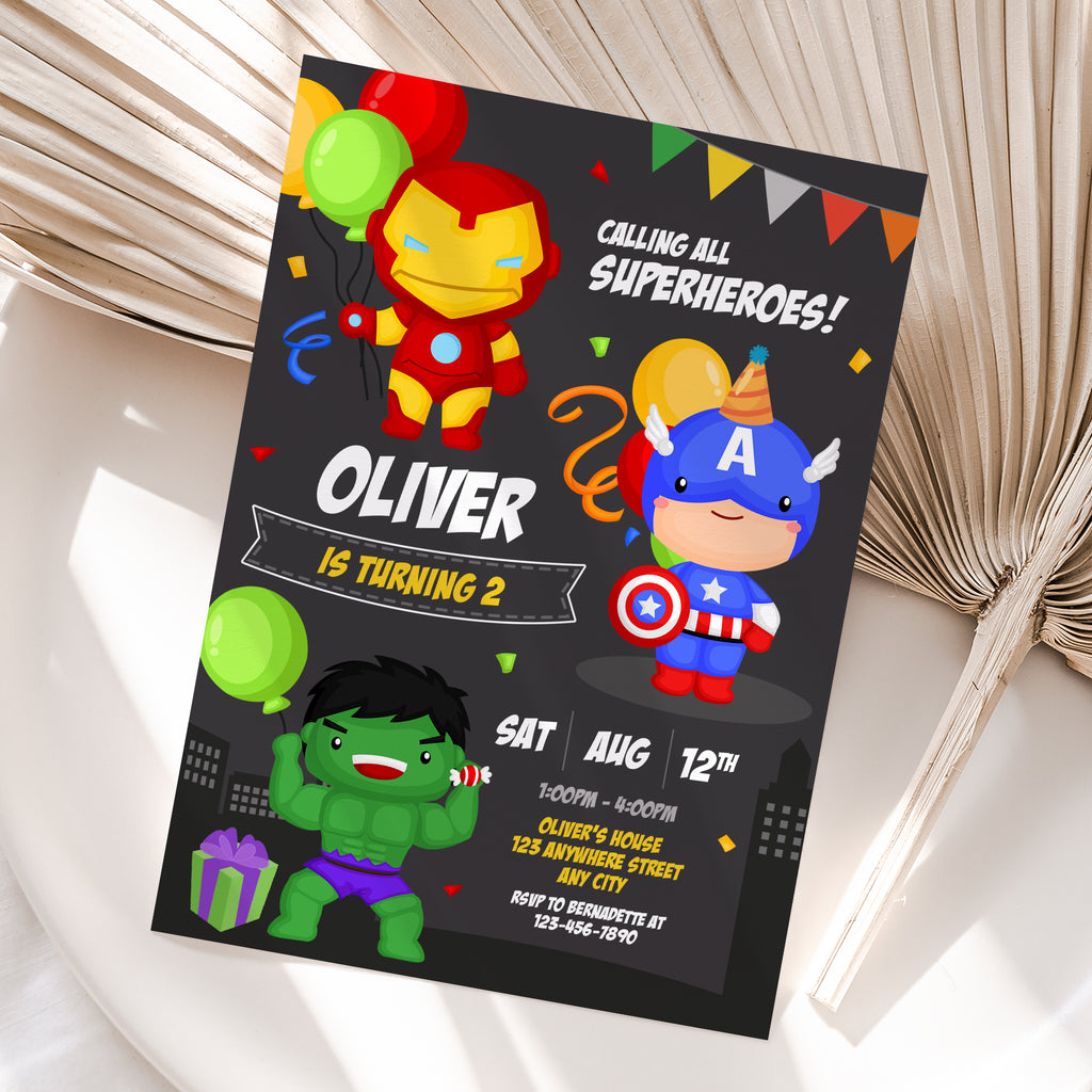 Personalized Avengers Birthday Invitation – Digital JPG File for Any Age (Version 6)