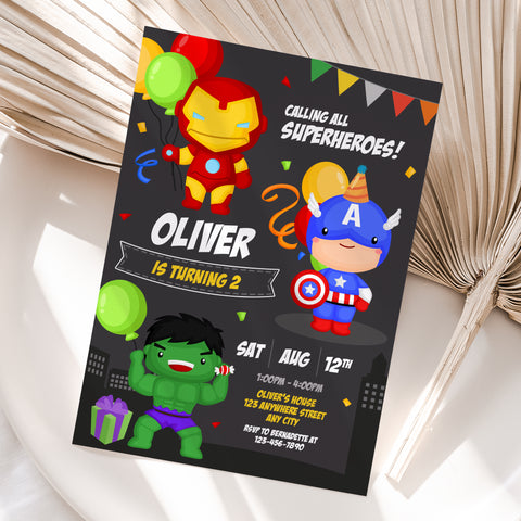 Personalized Avengers Birthday Invitation – Digital JPG File for Any Age (Version 6)