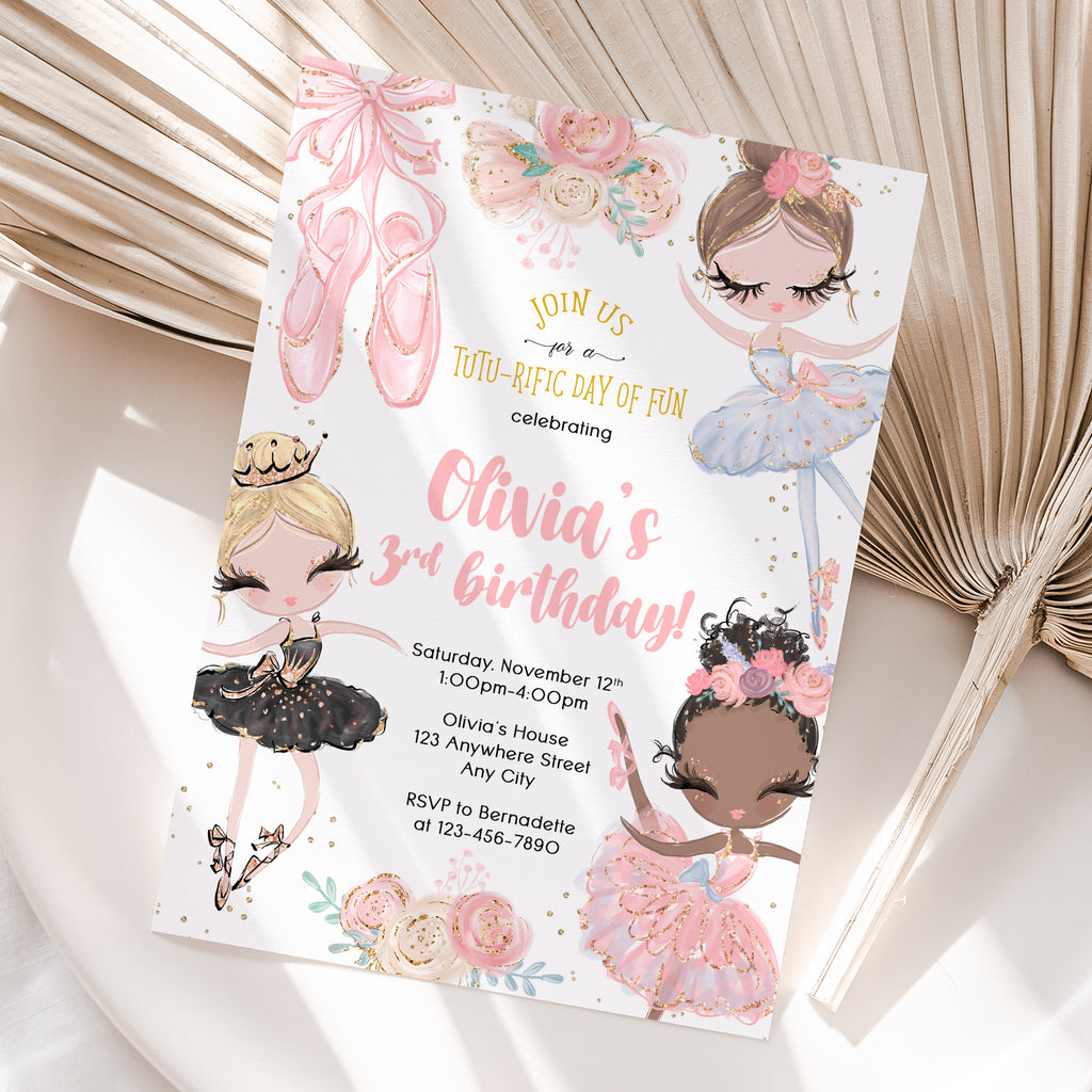 Personalized Ballerina Birthday Invitation – Digital JPG File for Any Age (Version 2)