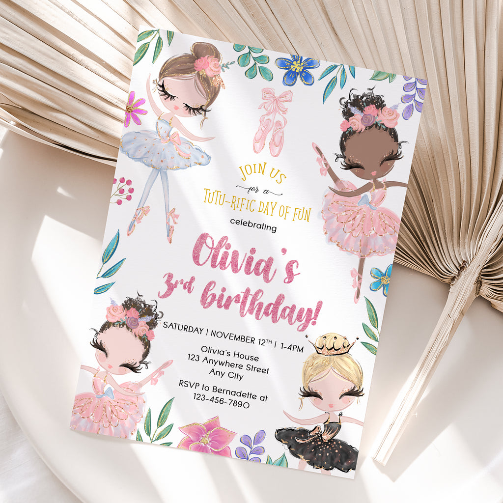Personalized Ballerina Birthday Invitation – Digital JPG File for Any Age