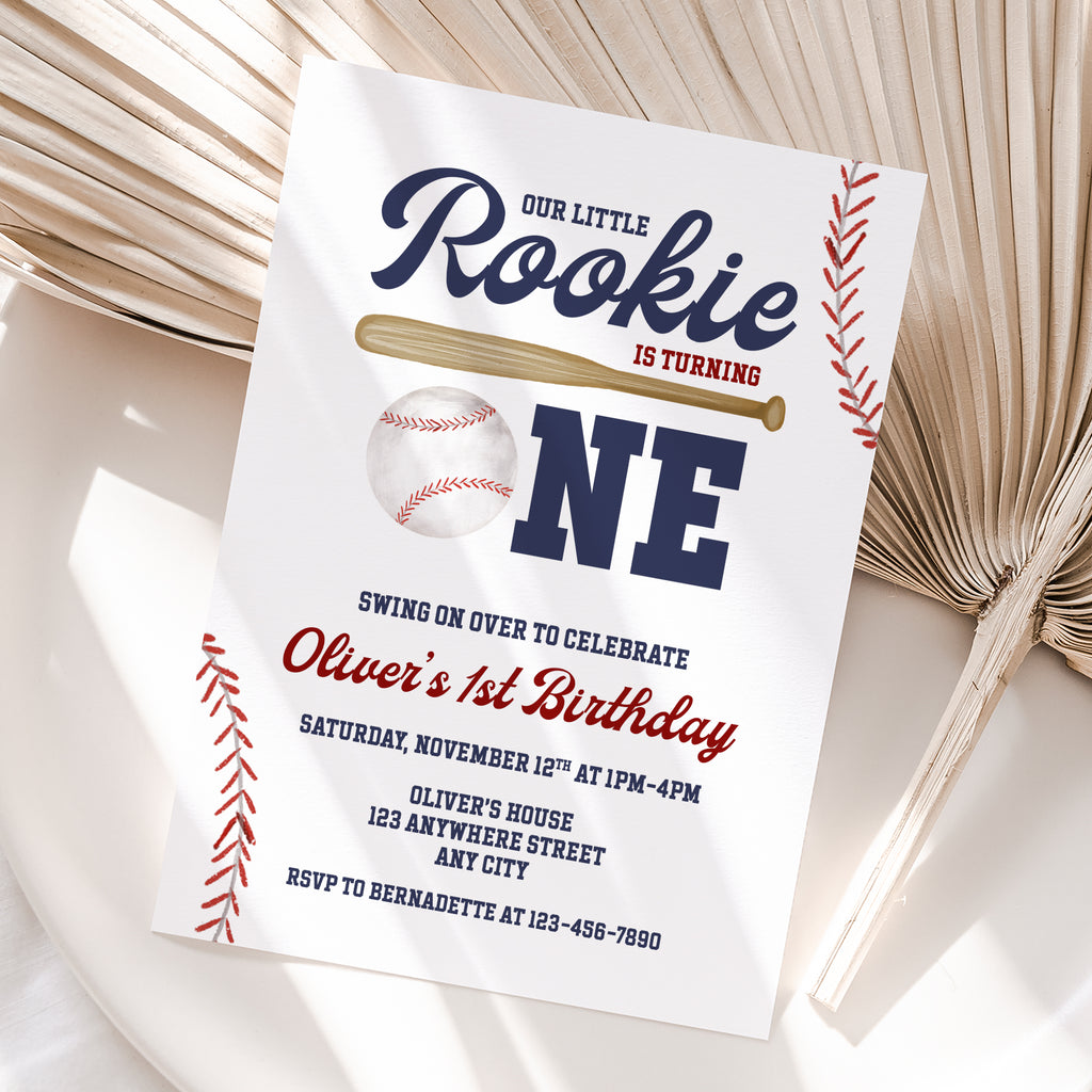 Personalized Baseball 1st Birthday Invitation – Digital JPG File