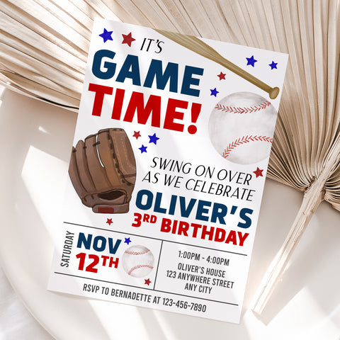 Personalized Baseball Birthday Invitation – Digital JPG File for Any Age (Version 2)