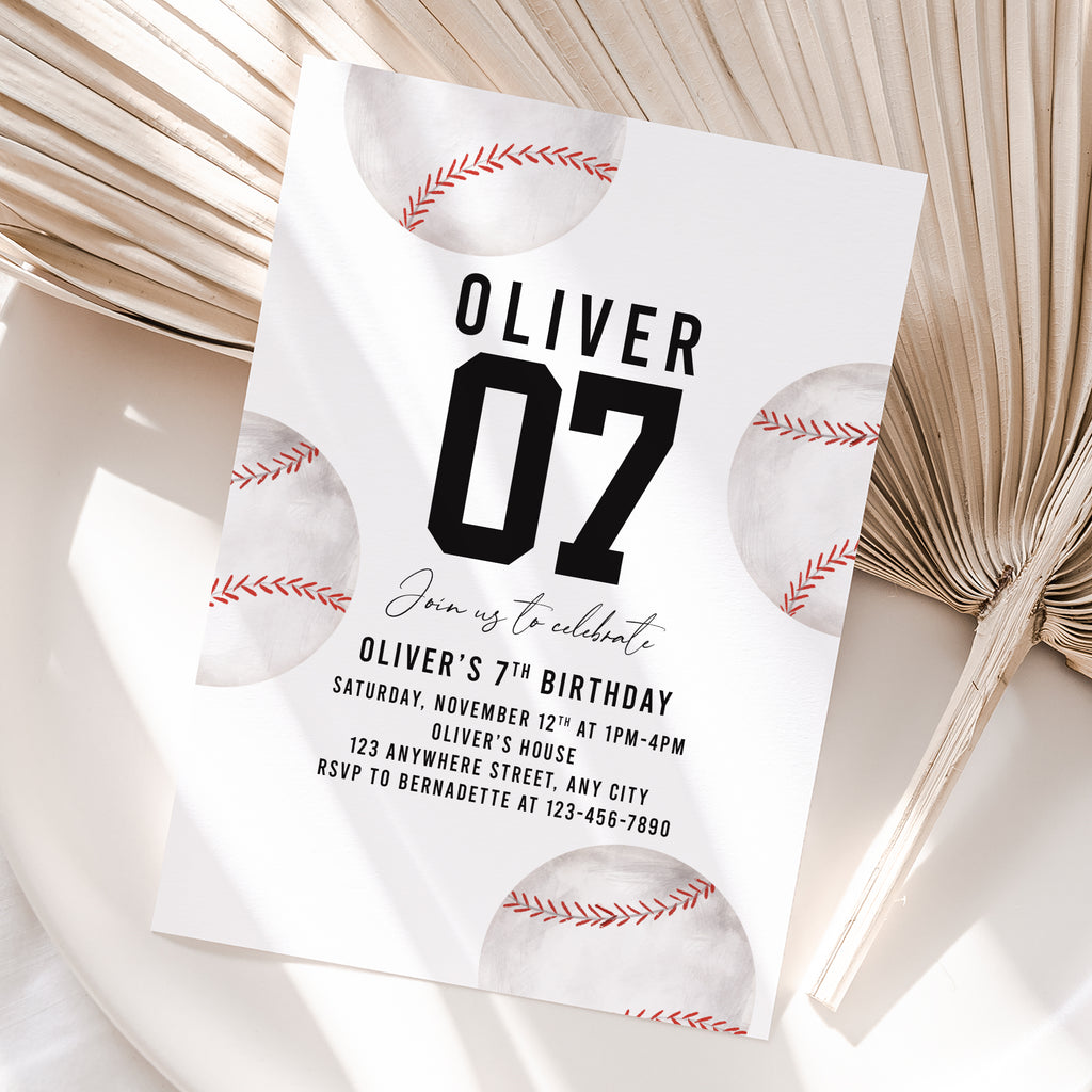 Personalized Baseball Birthday Invitation – Digital JPG File for Any Age