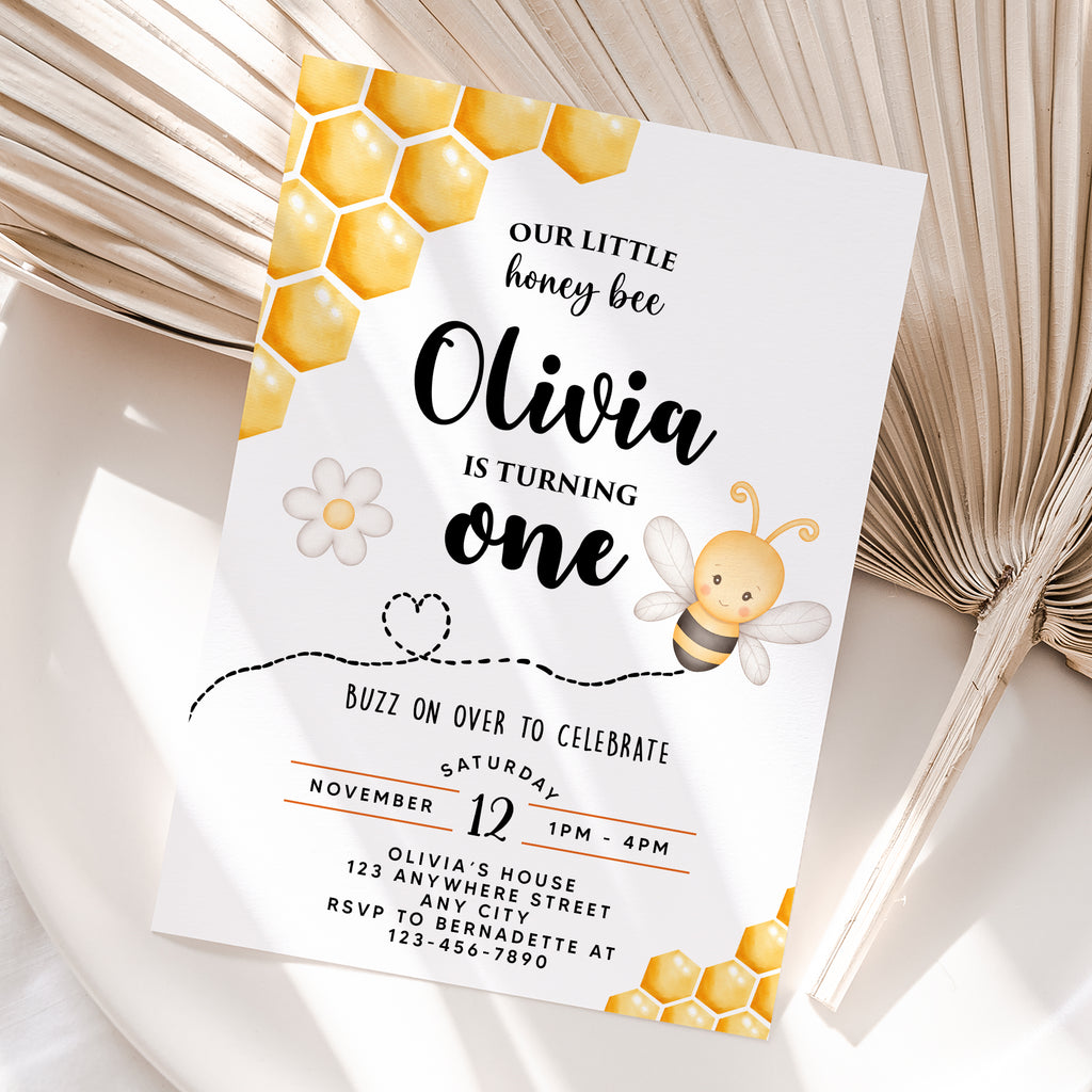 Personalized Bee Birthday Invitation – Digital JPG File for Any Age (Version 2)