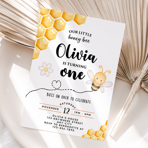 Personalized Bee Birthday Invitation – Digital JPG File for Any Age (Version 2)