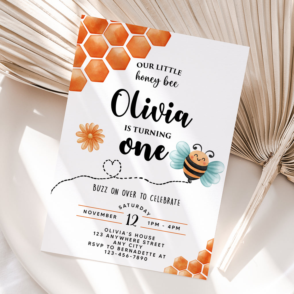 Personalized Bee Birthday Invitation – Digital JPG File for Any Age