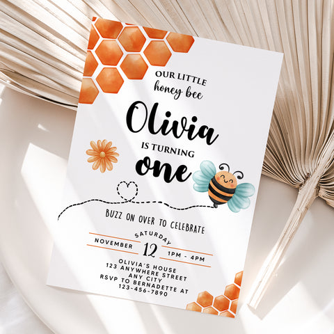 Personalized Bee Birthday Invitation – Digital JPG File for Any Age