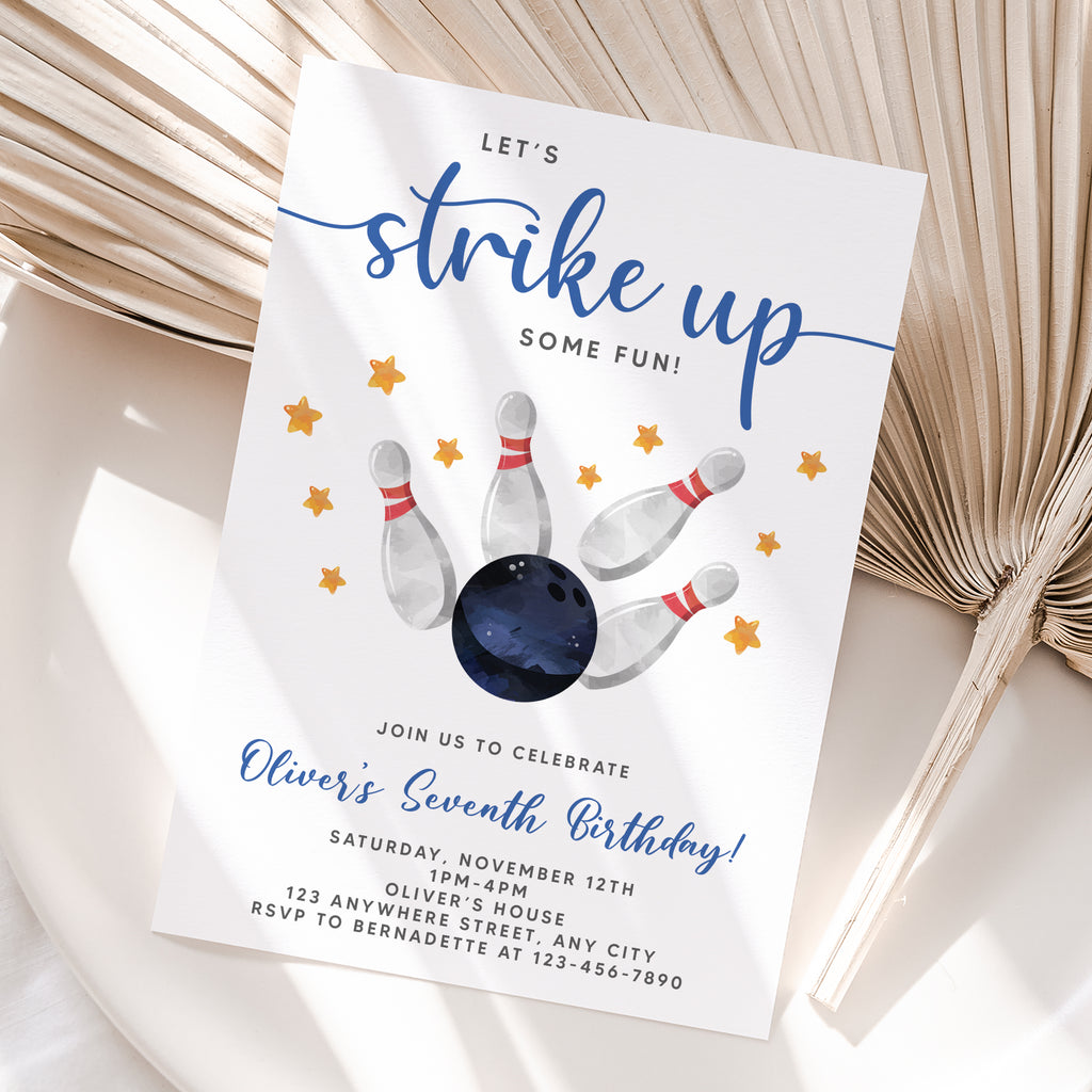 Personalized Bowling Birthday Invitation – Digital JPG File for Any Age