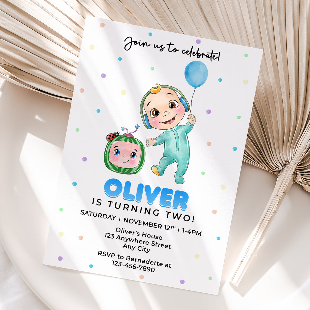 Cocomelon Birthday Invitation – Personalized Digital Printable Party Invite (Version 2)