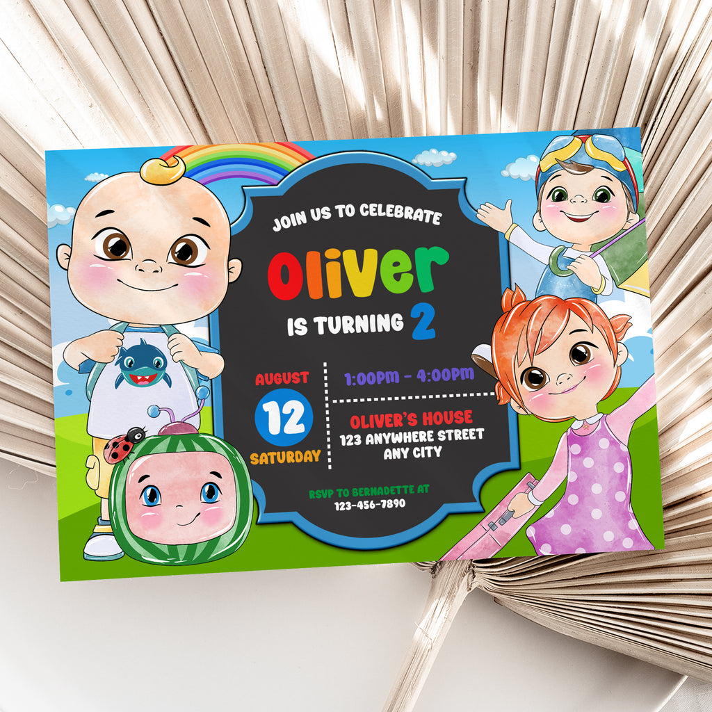 Cocomelon Birthday Invitation – Personalized Digital Printable Party Invite (Version 3)