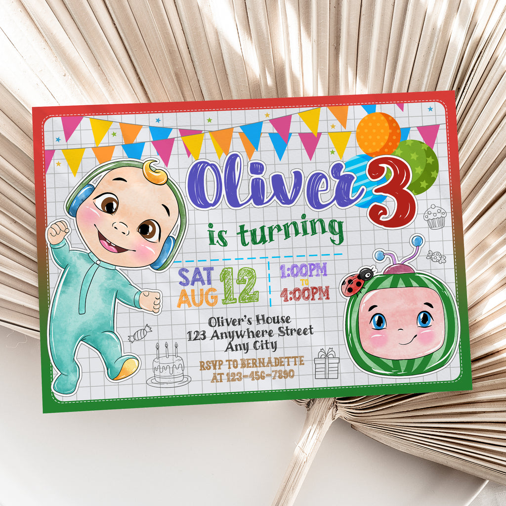 Cocomelon Birthday Invitation – Personalized Digital Printable Party Invite (Version 4)
