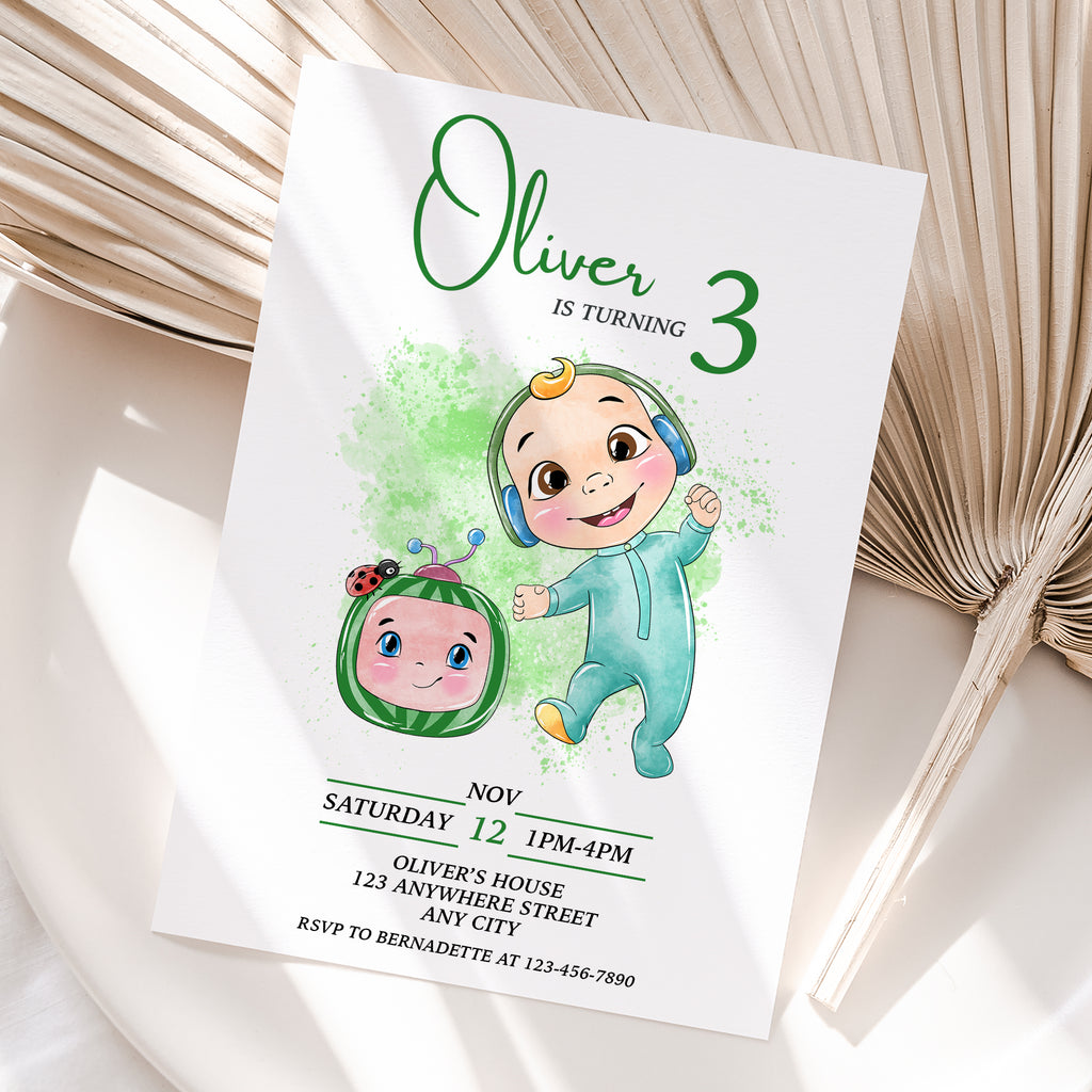 Cocomelon Birthday Invitation – Personalized Digital Printable Party Invite