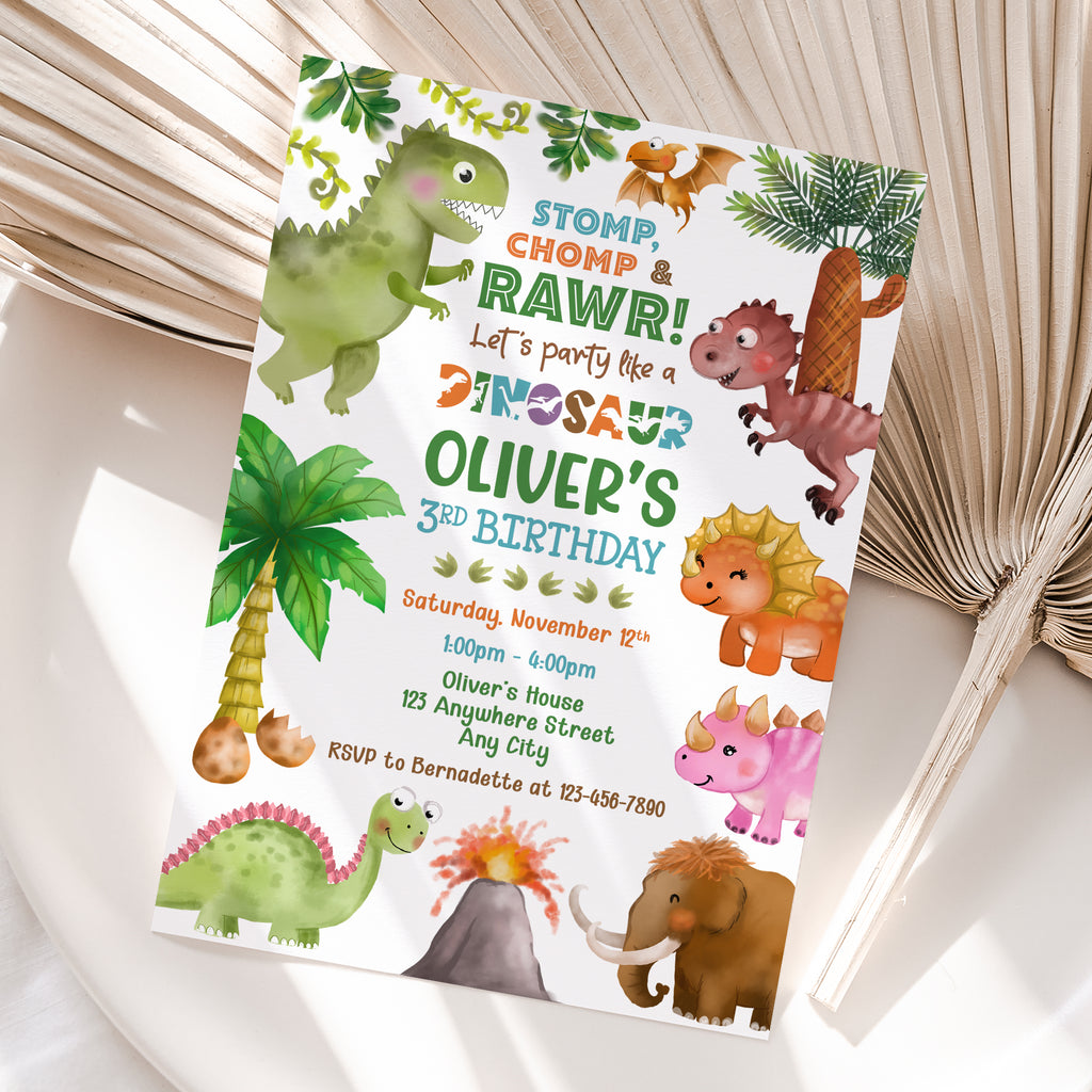 Personalized Dinosaur Birthday Invitation – Digital JPG File for Any Age