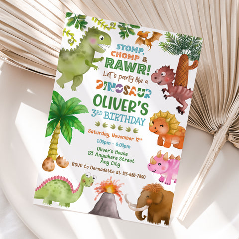 Personalized Dinosaur Birthday Invitation – Digital JPG File for Any Age