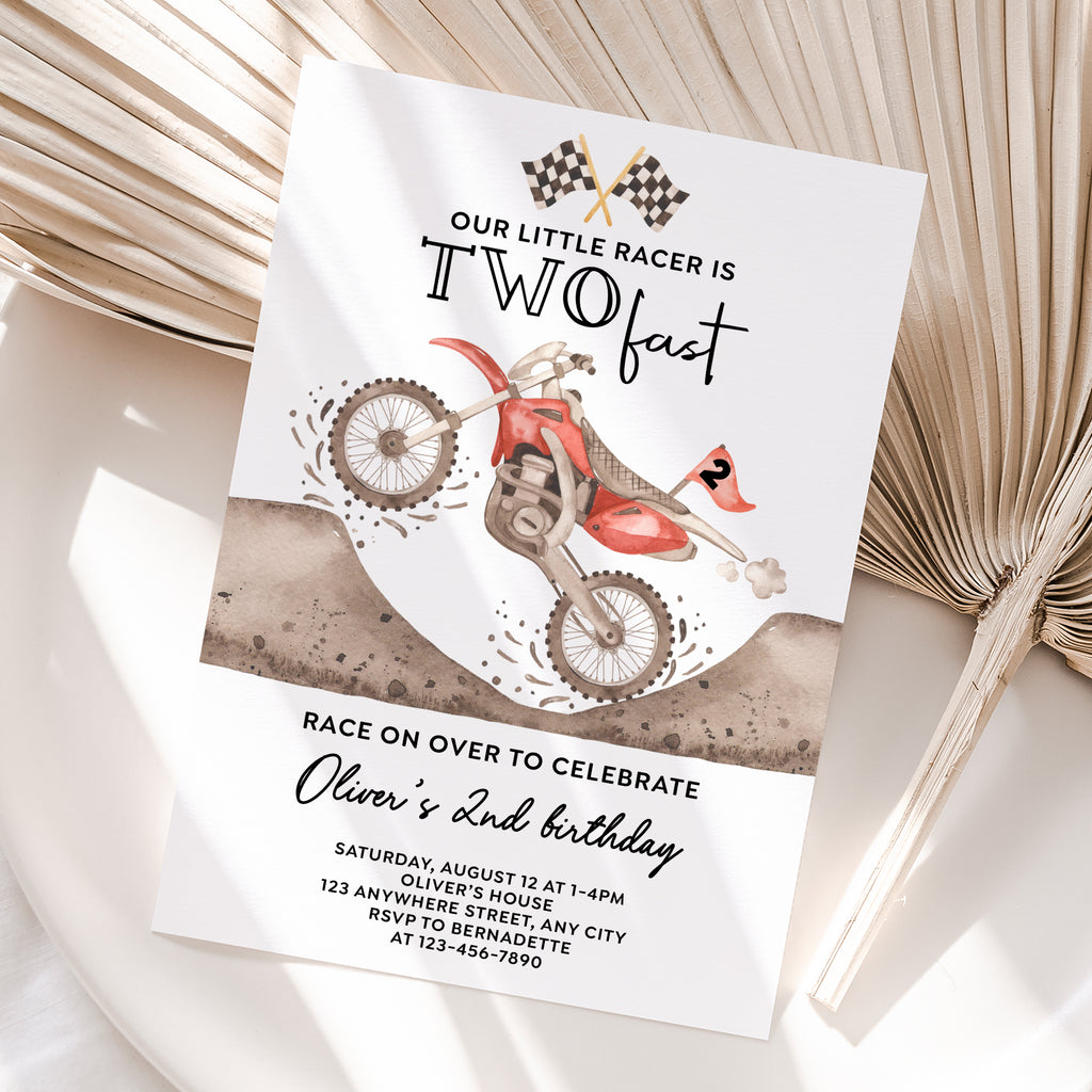 Personalized Dirt Bike 2nd Birthday Invitation – Digital JPG File (Version 2)
