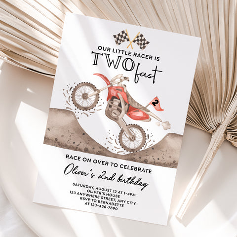 Personalized Dirt Bike 2nd Birthday Invitation – Digital JPG File (Version 2)