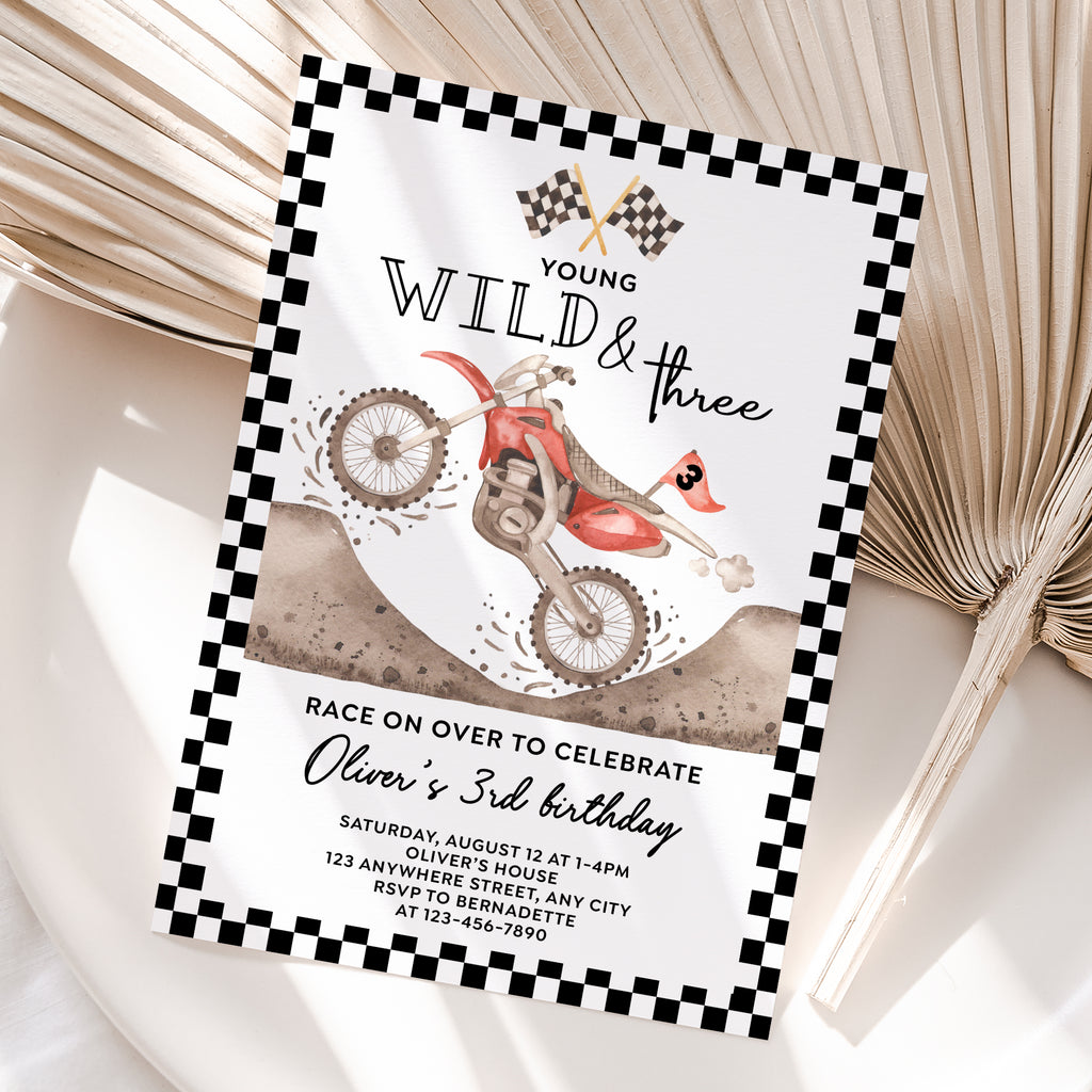 Personalized Dirt Bike 3rd Birthday Invitation – Digital JPG File