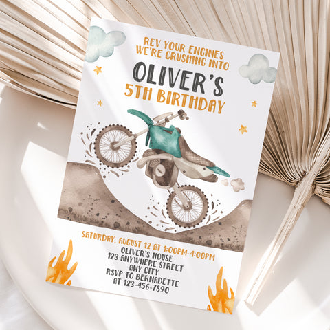 Personalized Dirt Bike Birthday Invitation – Digital JPG File for Any Age (Version 2)
