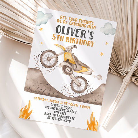 Personalized Dirt Bike Birthday Invitation – Digital JPG File for Any Age (Version 3)
