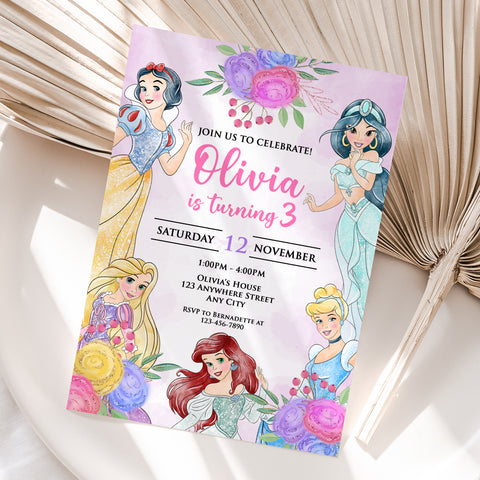 Personalized Disney Princess Birthday Invitation – Digital JPG File for Any Age