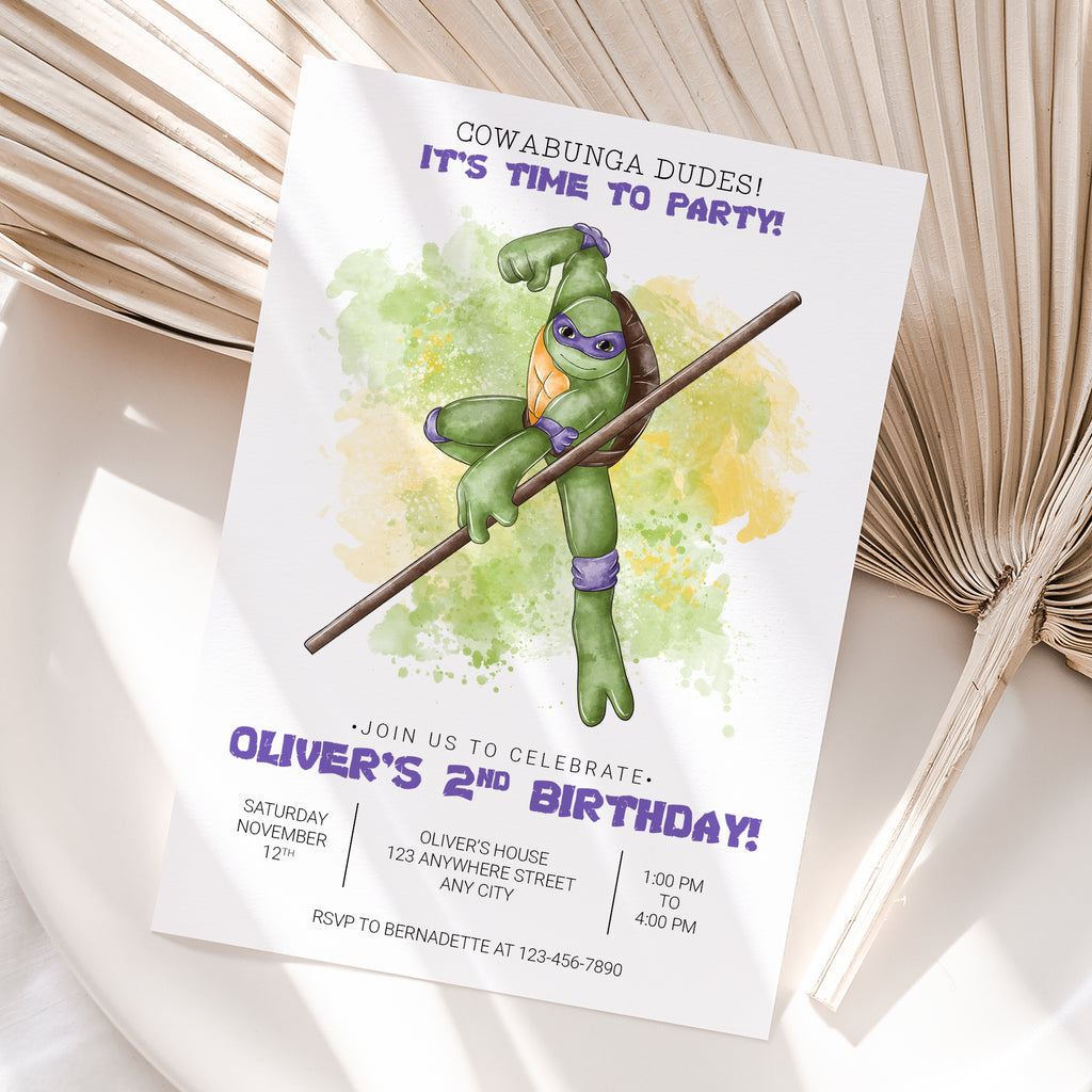 Personalized Donatello Teenage Mutant Ninja Turtles Birthday Invitation – Digital JPG File for Any Age