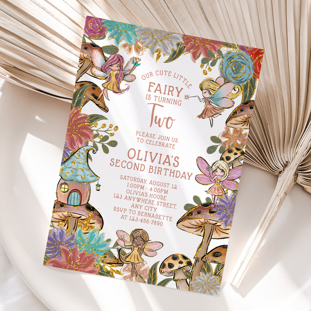 Personalized Fairy 2nd Birthday Invitation – Digital JPG File