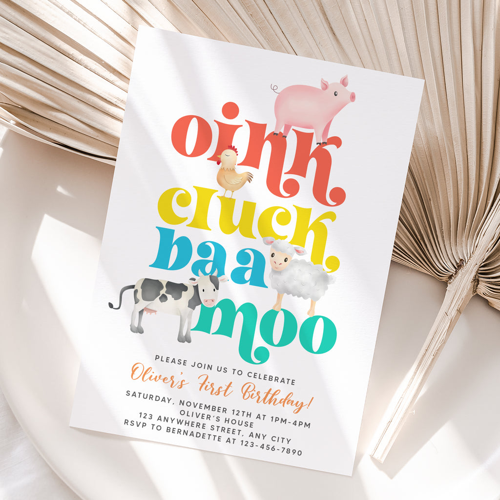 Personalized Farm Animals Birthday Invitation – Digital JPG File for Any Age (Version 2)