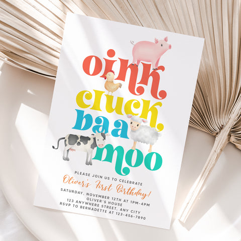 Personalized Farm Animals Birthday Invitation – Digital JPG File for Any Age (Version 2)