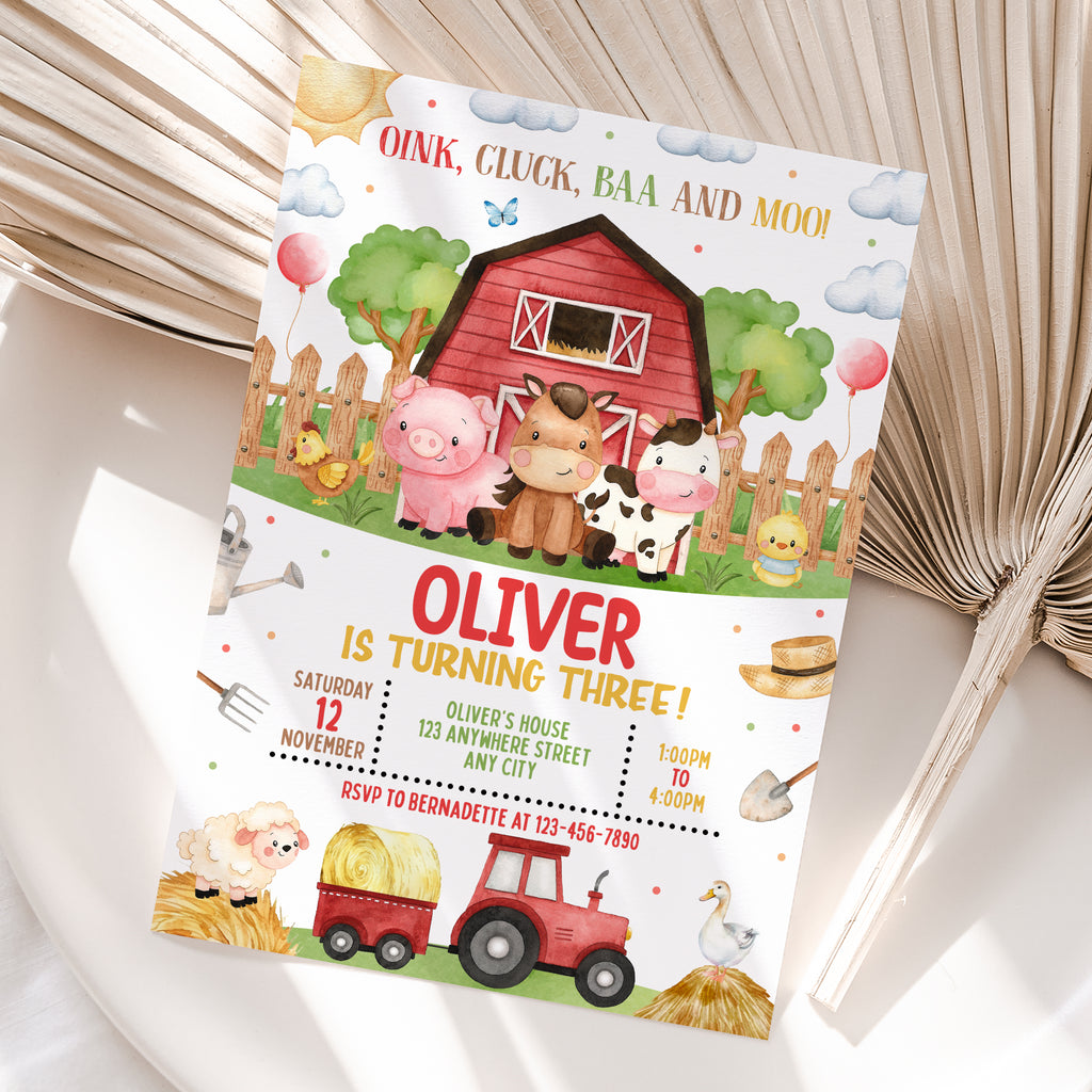Personalized Farm Animals Birthday Invitation – Digital JPG File for Any Age