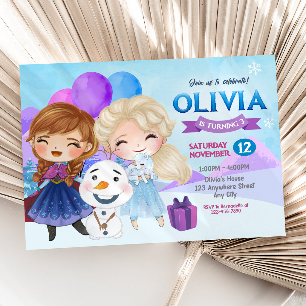 Personalized Frozen Birthday Invitation – Digital JPG File for Any Age (Version 2)