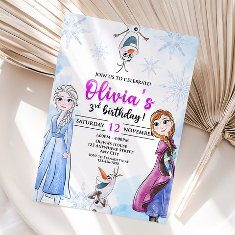 Personalized Frozen Birthday Invitation – Digital JPG File for Any Age