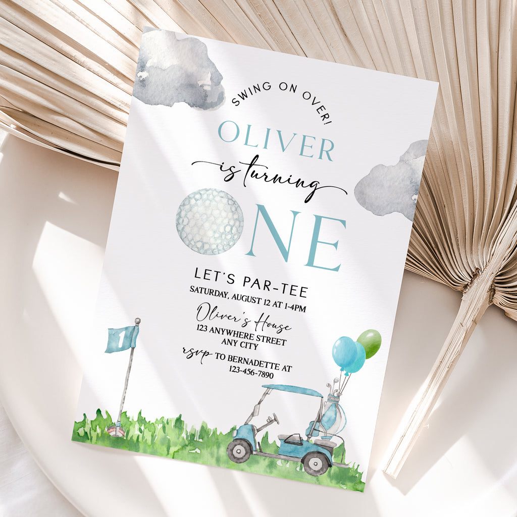 Personalized Golf 1st Birthday Invitation – Digital JPG File