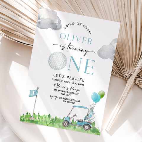 Personalized Golf 1st Birthday Invitation – Digital JPG File