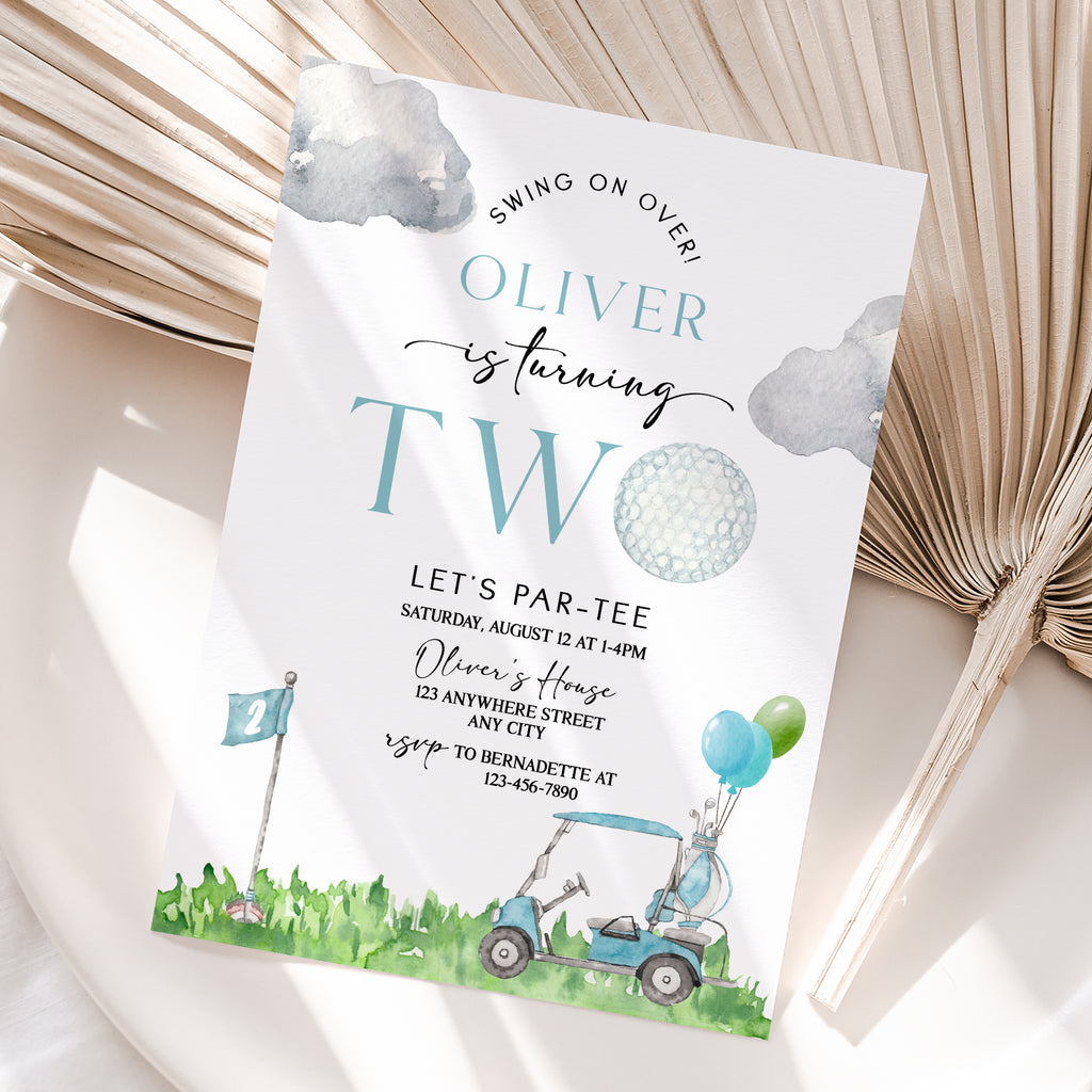 Personalized Golf 2nd Birthday Invitation – Digital JPG File