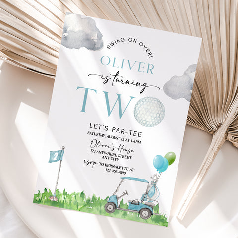 Personalized Golf 2nd Birthday Invitation – Digital JPG File