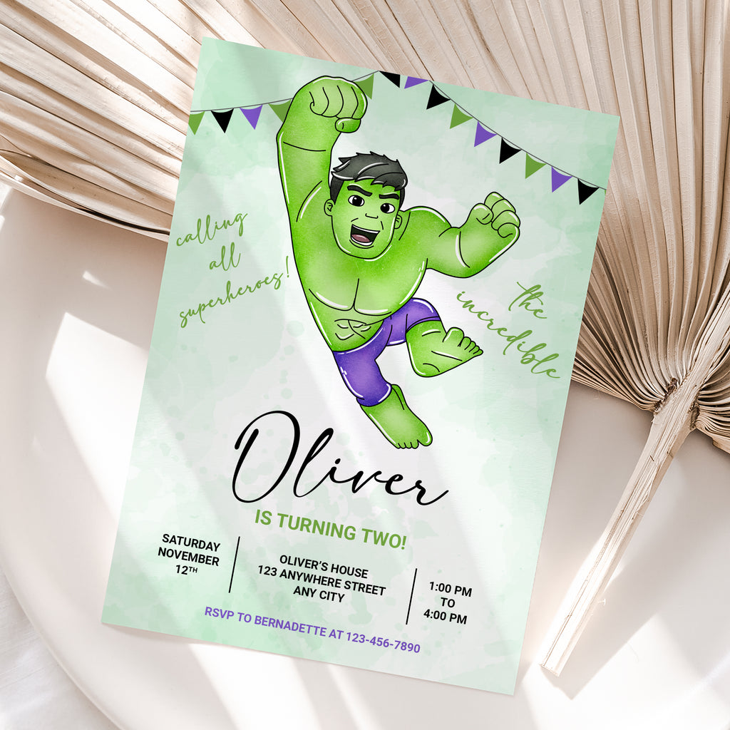 Hulk Birthday Invitation – Personalized Digital Printable Party Invite (Version 2)