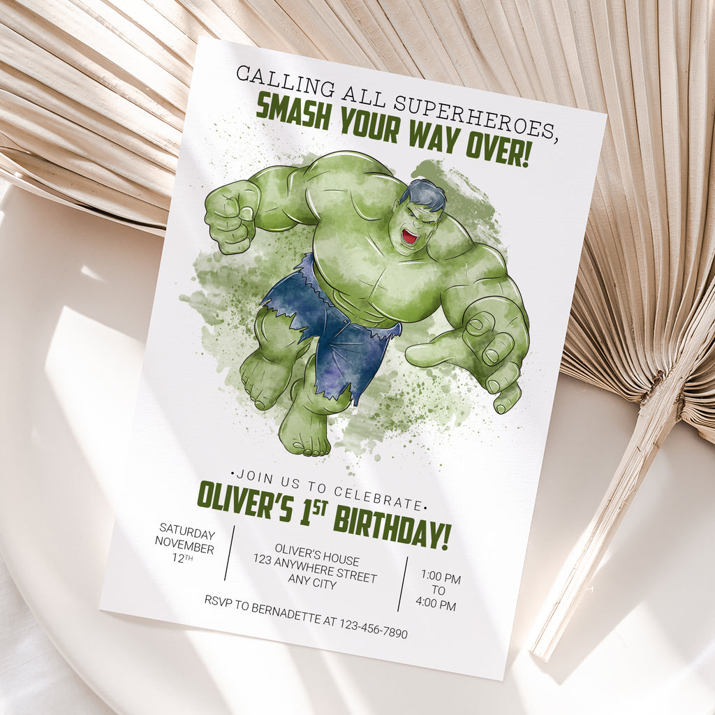 Hulk Birthday Invitation – Personalized Digital Printable Party Invite
