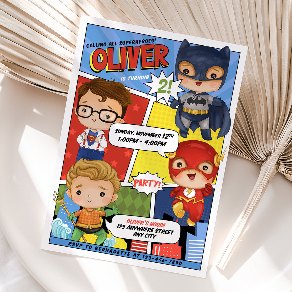Justice League Birthday Invitation – Personalized Digital Printable Party Invite (Version 2)