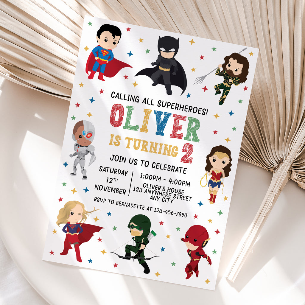 Justice League Birthday Invitation – Personalized Digital Printable Party Invite